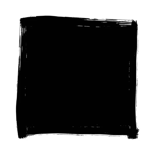 Vierkant Artistieke Grunge Verf Penseelstreek Zwart Geïsoleerd Witte Achtergrond Ontwerp — Stockvector