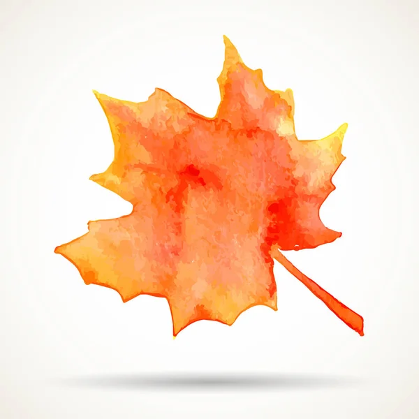 Zářivě Oranžové Akvarel Podzimní Javorový List Izolovaných Bílém Pozadí — Stockový vektor