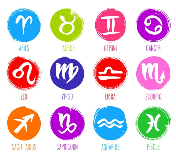 Coleção Signos Zodíaco Desenhados Mão Conjunto Elementos Design Astrologia Ilustração — Vetor de Stock