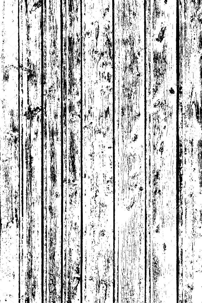 Grunge wood overlay texture. Vector illustration background in black over white, vertical format.