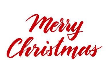 Elle yazılmış Noel selamları, kartpostallar için modern şenlik el yazısı harfleri. Beyaz yerine kırmızı izole edilmiş. Tatil sezonu tasarımı, vektör illüstrasyonu.