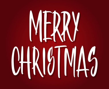 El yazısı Noel selamlar, modern Festival hat kartpostal için yazı. İzole koyu kırmızı beyaz. Tatil sezonu tasarım, illüstrasyon vektör.