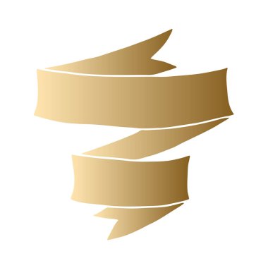 Vintage el katlanmış kurdele afiş vektör çizim çekilmiş. Altın gradyan beyaz bitti izole.