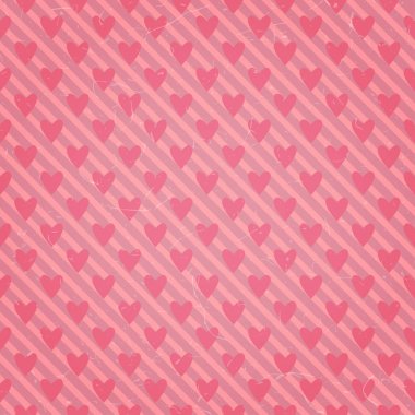 Vintage pembe dokulu kupa ve arka plan şeritler. Sevgililer günü romantik retro vektör desen.