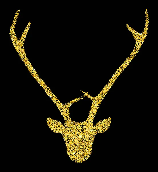 Silhouette Tête Cerf Paillettes Illustration Vectorielle Symbole Vintage Isolée Sur — Image vectorielle