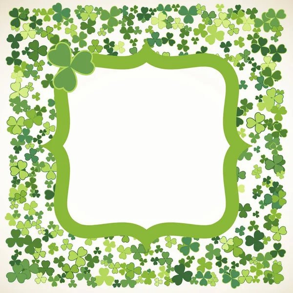 Saint Patrick Day Vectorframe Met Kleine Groene Klaverklavertjes Klaverblaadjes Ierse — Stockvector