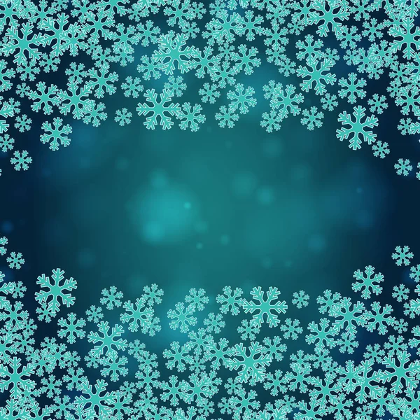 Flocons Neige Noël Illustration Vectorielle Cadre Vierge Carte Souhaits Hiver — Image vectorielle