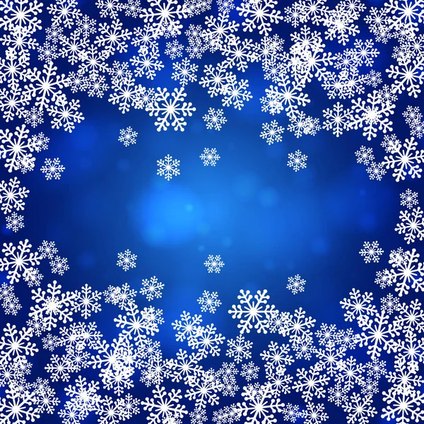 Christmas Snowflakes Blank Frame Vector Illustration Greeting Card Winter Blue — Stock Vector