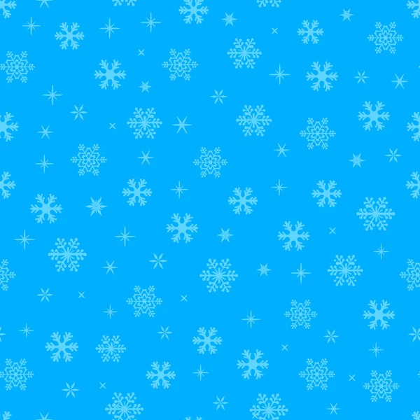 蓝色雪花无缝模式 雪片背景为寒假设计和装饰 圣诞节向量例证 — 图库矢量图片