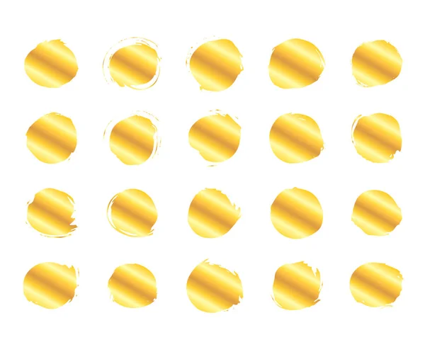 收集在白色背景查出的金黄圆笔触笔划 设计元素集 向量例证 — 图库矢量图片