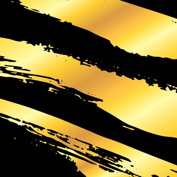 Złoty Artystyczny Grunge Pociągnięcie Pędzlem Farby Czarnym Tle Metal Błyszczące — Wektor stockowy
