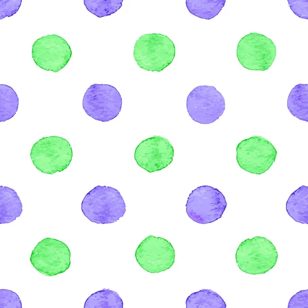 Bezešvé Ručně Tažené Akvarel Vzorek Kulaté Modré Zelené Tečky Izolovaných — Stockový vektor