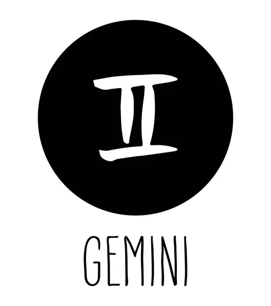 Gemini Ručně Tažené Znamení Zvěrokruhu Prvek Návrhu Astrologie Vektorové Grafické — Stockový vektor