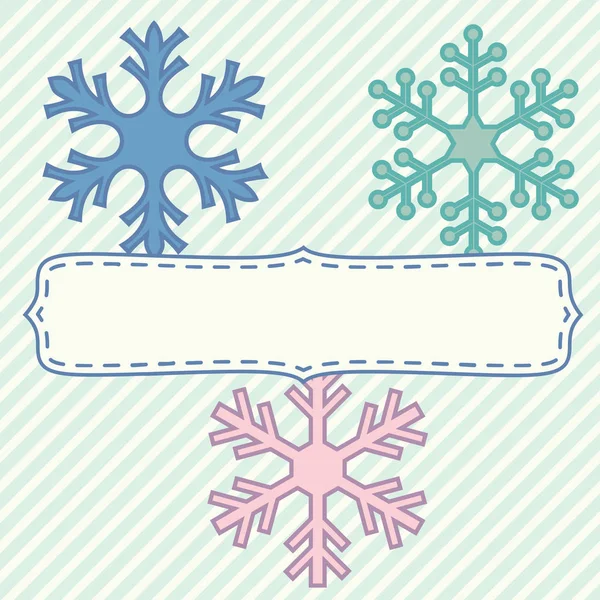 Leerer Rahmen Mit Bunten Schneeflocken Für Ihren Weihnachtstext Vektor Winterurlaub — Stockvektor