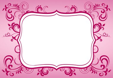 Beyaz ve pembe süs boş çerçeve çiçek doodle. Romantik arka plan illüstrasyon vektör.