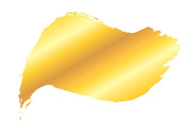 Beyaz arka plan üzerinde izole altın dalgalı sanatsal grunge fırça boya darbesi. Metal parlak altın tasarım öğesi vektör çizim.