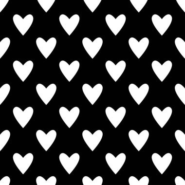Siyah beyaz kusursuz kalp desenleri. Sevgililer Günü fayans arka planı. Romantik vektör deseni.