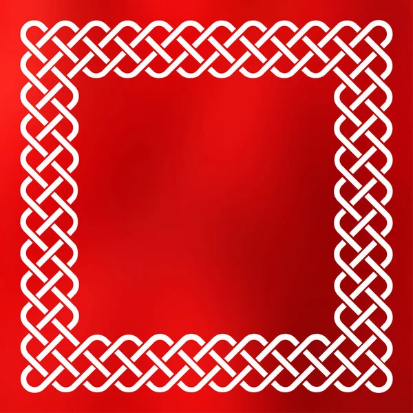 伝統的なスタイルが正方形抽象的な滑らかなブラー赤い背景上結び目ケルト フレームを編組 — ストックベクタ