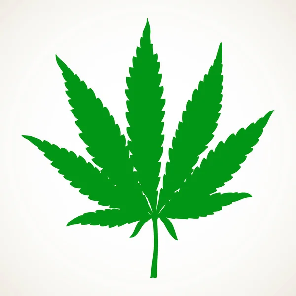 Yeşil Marijuana Yaprağı Elle Çizilmiş Narkotik Esrar Tasarım Öğesi Beyaz — Stok Vektör