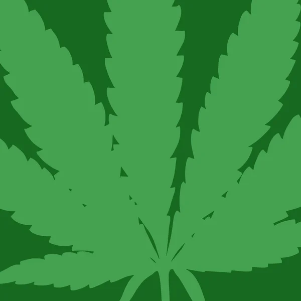 Marijuana Leaf Green Background Hand Drawn Narcotic Cannabis Backdrop Hemp — Stock Vector