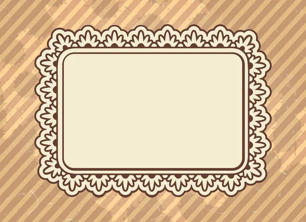 Vintage Bloemen Sier Leeg Frame Gestructureerde Grungy Bruin Gestreepte Achtergrond — Stockvector