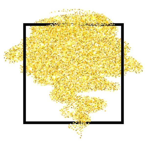 黄金の輝きテクスチャ正方形のボーダー ホワイト バック グラウンドを分離しました 紙吹雪の散乱輝くを抽象化します 明るいお祝いのベクトル図 — ストックベクタ