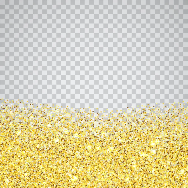 Gold Glitter Wave Texture Border Transparent Checker Background Abstract Golden — Stock Vector