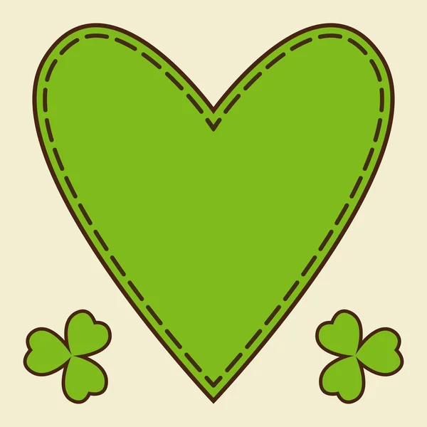 Saint Patrick Day Vector Hart Gevormde Frame Met Groene Klaver — Stockvector