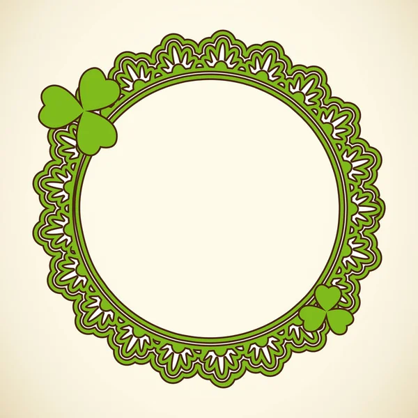 Saint Patrick Day Vector Frame Green Clover Shamrock Leaves Irish — Stock Vector
