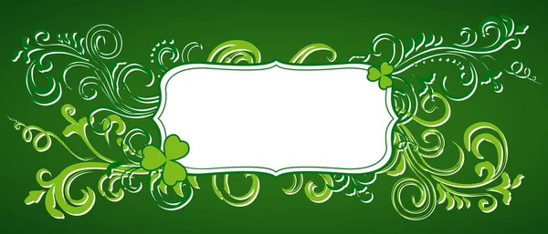 Saint Patrick Day Green Ornate Vector Frame Clover Shamrock Leaves — Stock Vector