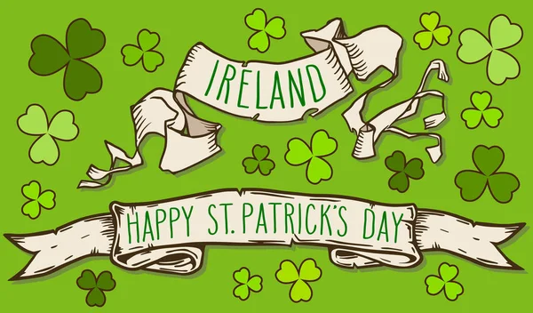 Carte Vœux Saint Patrick Dessinée Main Festival Vacances Irlandais Illustration — Image vectorielle