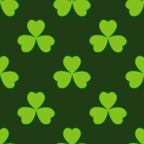 丰富的绿色三叶草叶矢量无缝模式 自然春天背景 爱尔兰传统圣帕特里克节设计元素 — 图库矢量图片