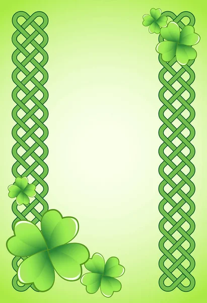 Light Green Saint Patrick Day Frame Four Leaf Clover Shamrock — стоковый вектор