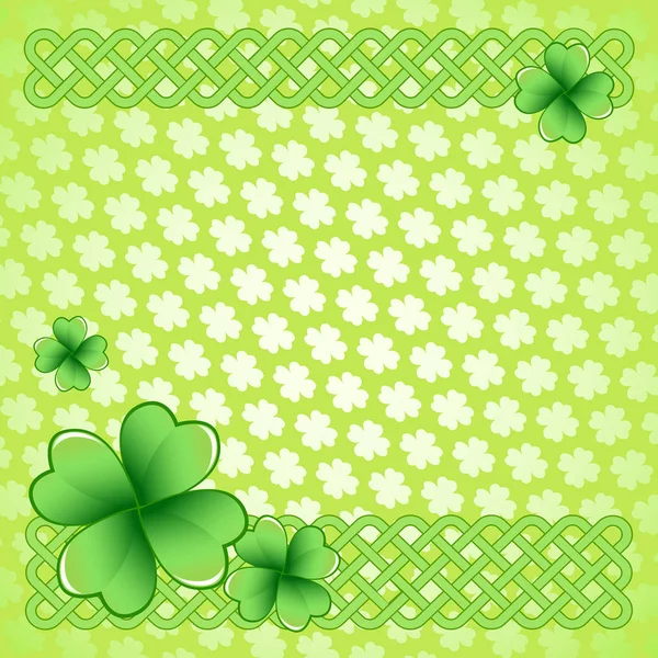 Light Green Saint Patrick Day Frame Four Leaf Clover Shamrock — стоковый вектор