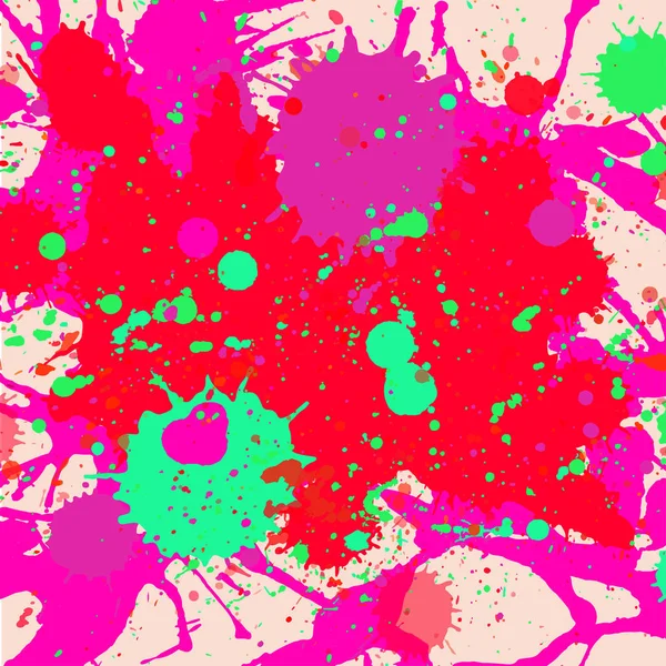 Яркие Ярко Розовые Красные Зеленые Краски Художественные Многоцветные Брызги Фона — стоковый вектор