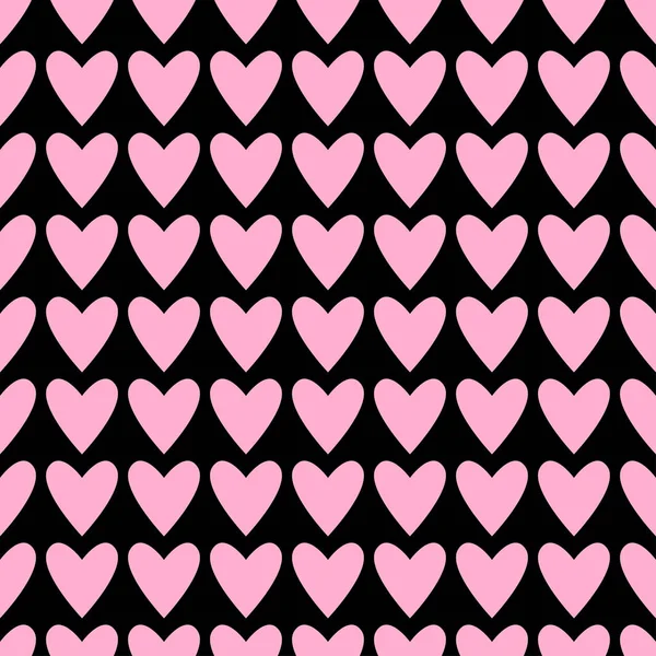 无缝的心脏图案在柔和的粉红色超过黑色 情人节瓷砖背景 浪漫矢量模式 — 图库矢量图片