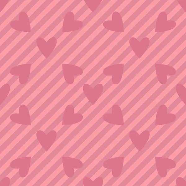 Бесшовные Розовые Сердца Полосы Рисунка День Святого Валентина Плитки Фона — стоковый вектор