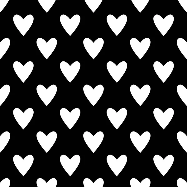黑白相间的无缝心图案 情人节的瓷砖背景 浪漫的矢量模式 — 图库矢量图片