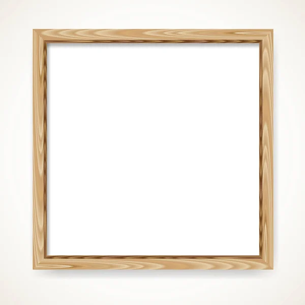 Realistische Minimale Vierkant Leeg Frame Hout Geïsoleerd Witte Achtergrond Houten — Stockvector