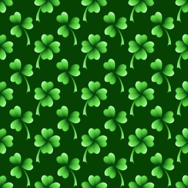 Yeşil yonca vektör Dikişsiz desen bırakır. Aziz Patrick günü arka plan. Çiçek bahar doğa zemin.