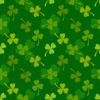 Zengin yeşil yonca vektör Dikişsiz desen bırakır. Doğa bahar arka plan. İrlandalı geleneksel St Patrick's günü tasarım öğesi.