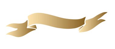 Vintage el katlanmış kurdele afiş vektör çizim çekilmiş. Altın gradyan beyaz bitti izole.