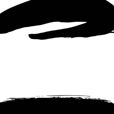 Beyaz arka planda izole edilmiş siyah renkte sanatsal grunge fırça darbesi. Tasarım elemanı vektör çizimi.