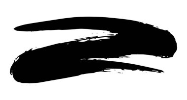 Beyaz arka planda izole edilmiş siyah renkte sanatsal grunge fırça darbesi. Tasarım elemanı vektör çizimi.