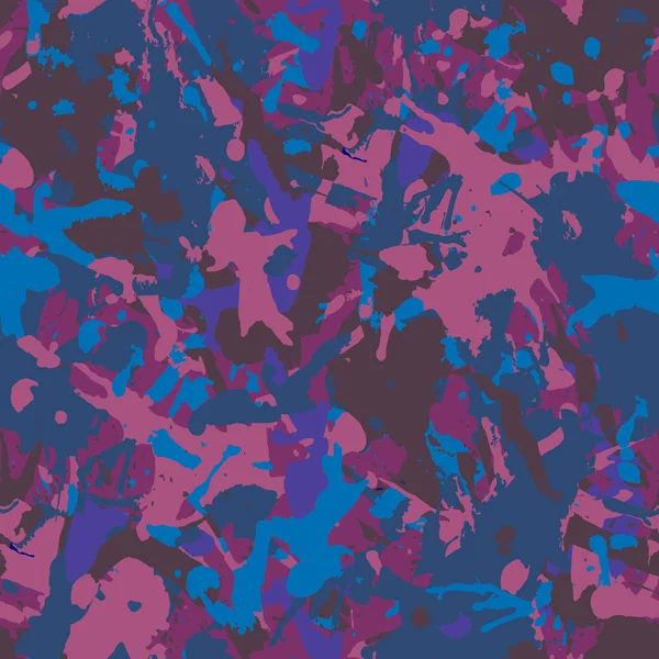 Azul Oscuro Rosa Pintura Salpica Patrón Sin Costuras Abstracto Multicolor — Vector de stock