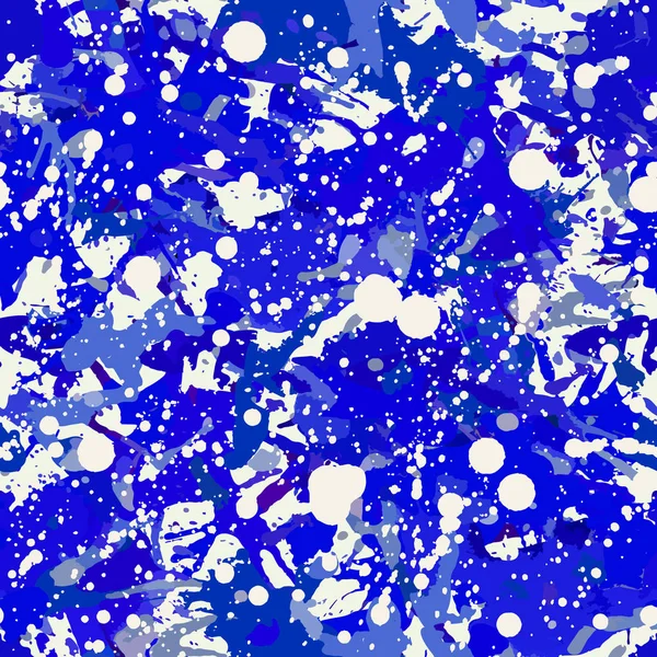 青と白のペンキが跳ねる 抽象的なマルチ カラーのベクトルの背景のシームレスなパターン カラフルなデザインの壁紙 — ストックベクタ