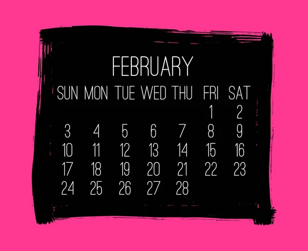 Febrero Año 2019 Vector Calendario Moderno Mensual Semana Partir Del — Vector de stock