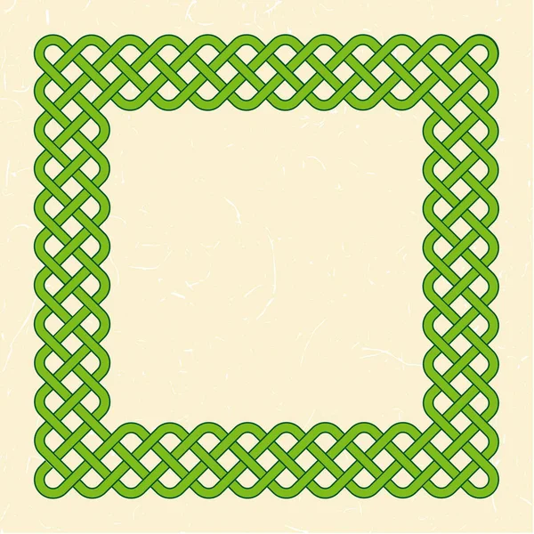 Традиционный Зеленый Кельтский Стиль Плетеный Узел Рамка Текстурированном Винтажном Фоне — стоковый вектор