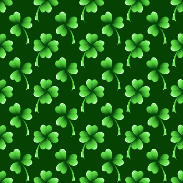 Zelený Jetel Listy Vzor Bezešvé Vektor Patrick Den Pozadí Květinové — Stockový vektor