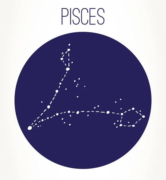 Pisces Hand Drawn Zodiac Sign Constellation Vector Graphics Astrology Illustration — Stock Vector
